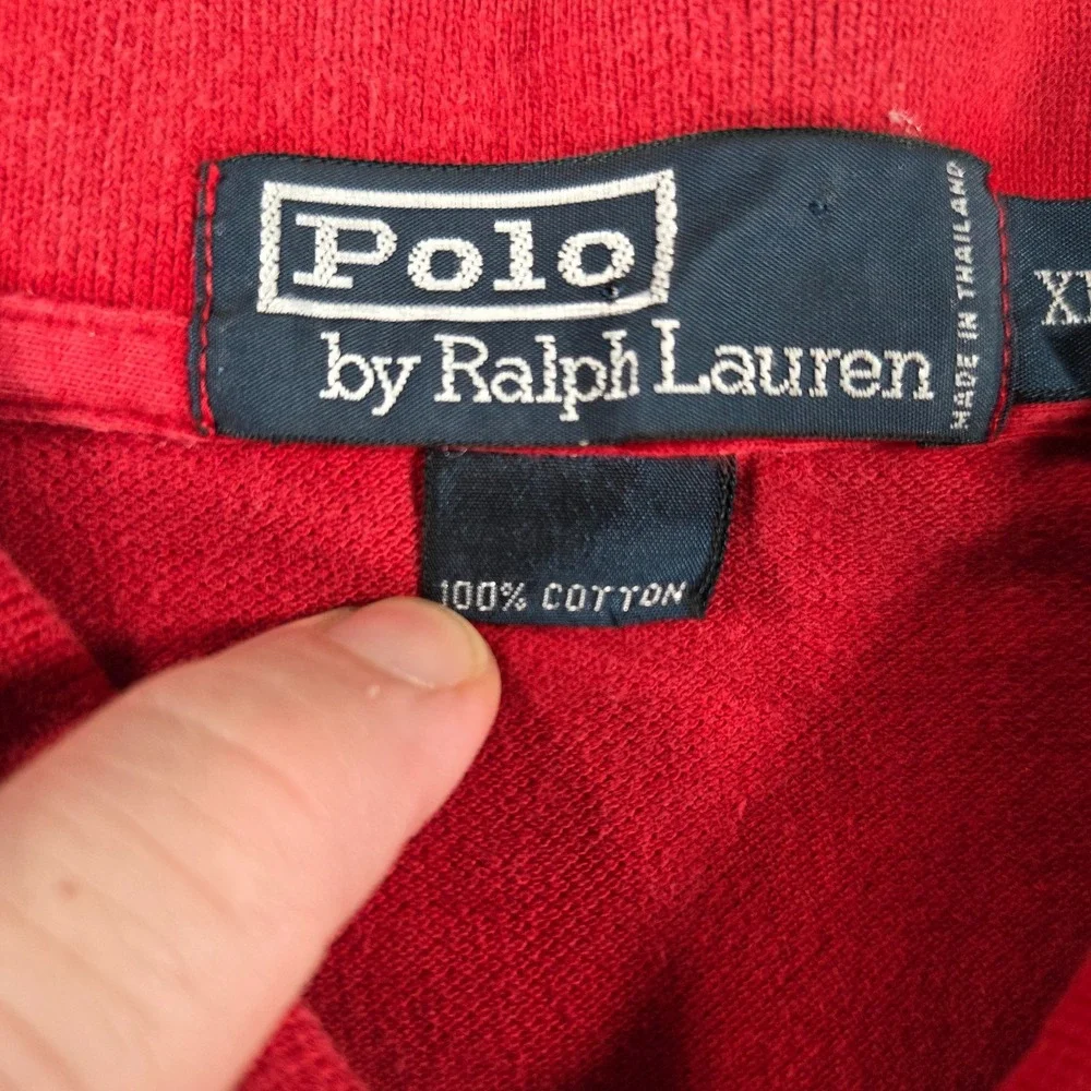 Polo Ralph Lauren Men's XL Red White Blue Cotton Polo Shirt Vintage